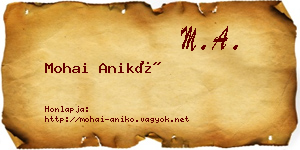 Mohai Anikó névjegykártya